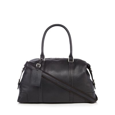 Designer black grained leather holdall